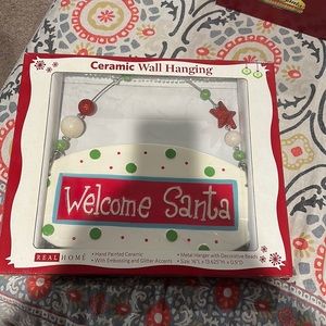 Ceramic Welcome Santa Hanging Sign